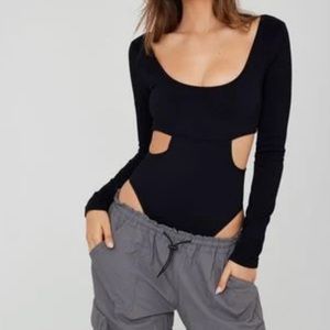 black cutout Garage bodysuit